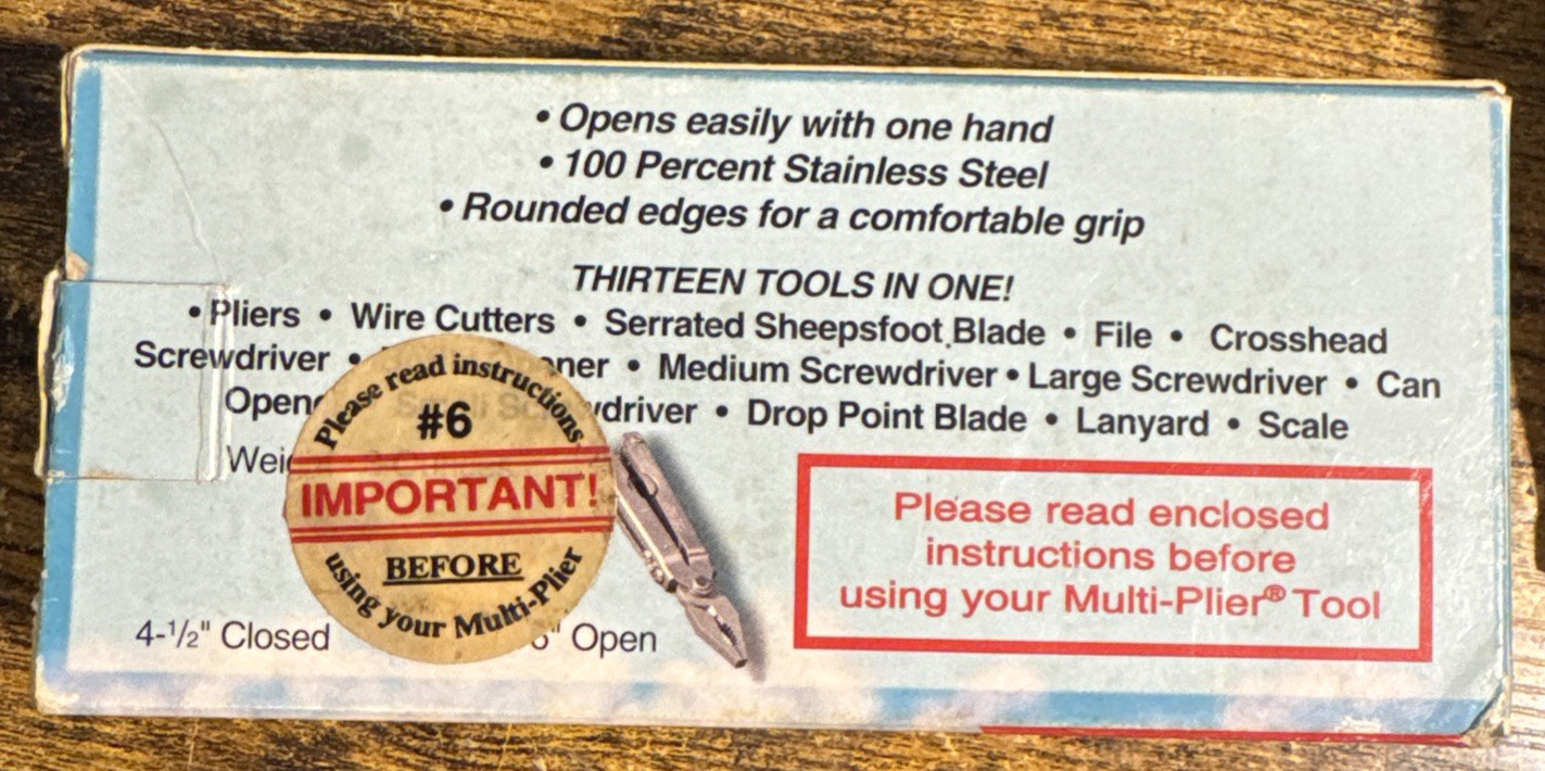 Gerber Multiplier Tool Pocket Knife #55800 In Box~Vintage~Broad Nose