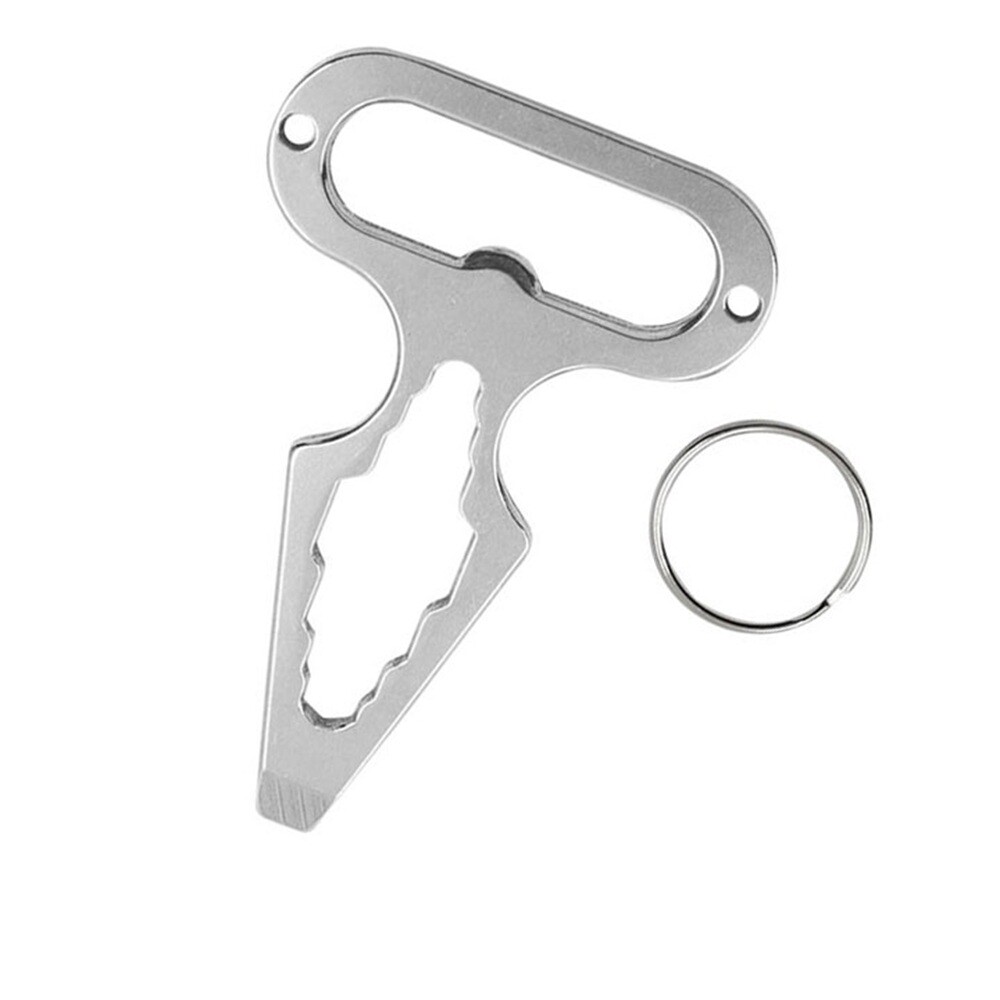 1pc Keychain Wrench Stainless Steel Press Buttons Emergency Survival Make Sound