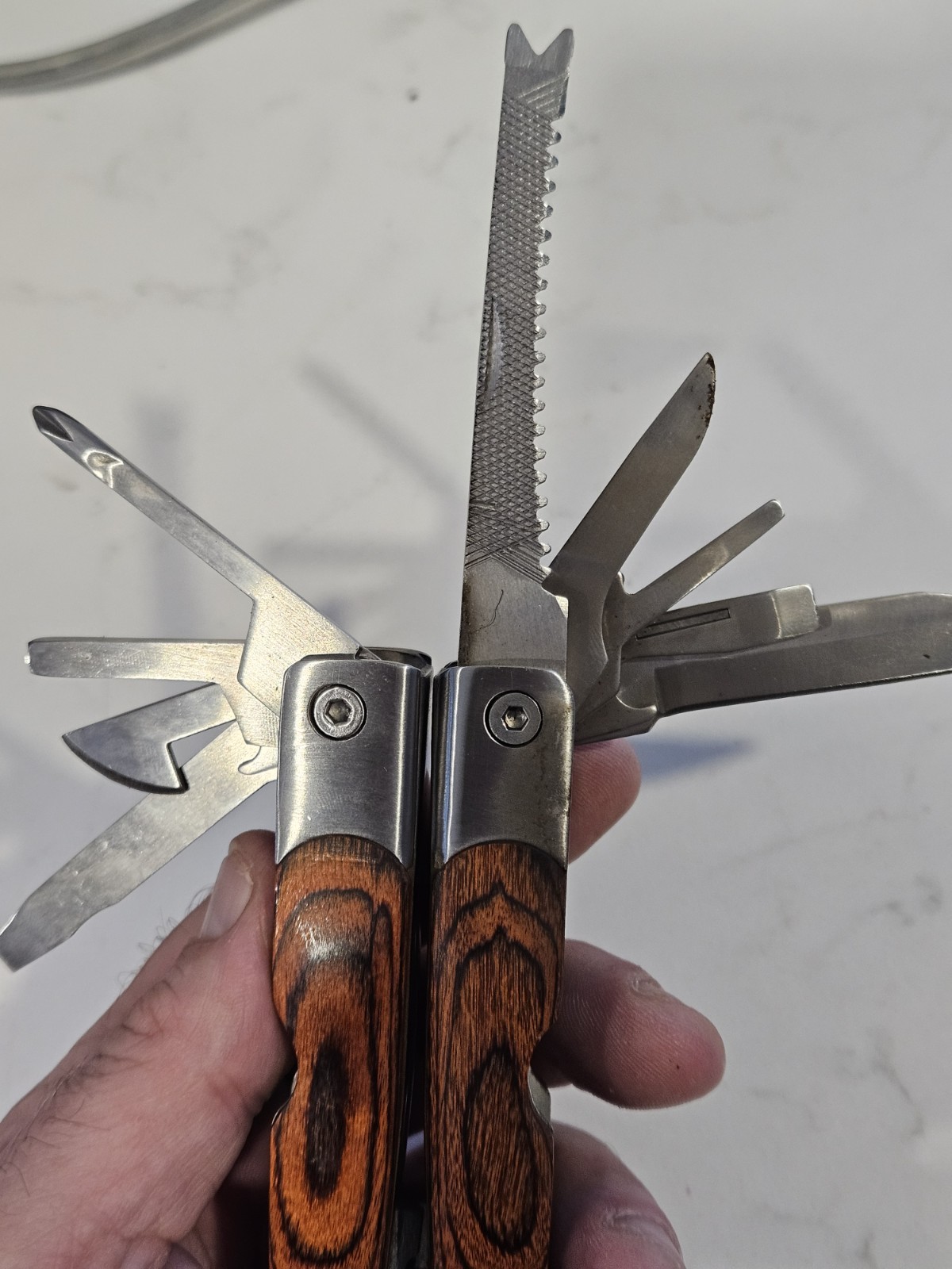 Stainless Steel Multi Tool Pliers Knife Saw Screwdrivers w/ Case & Bit Set