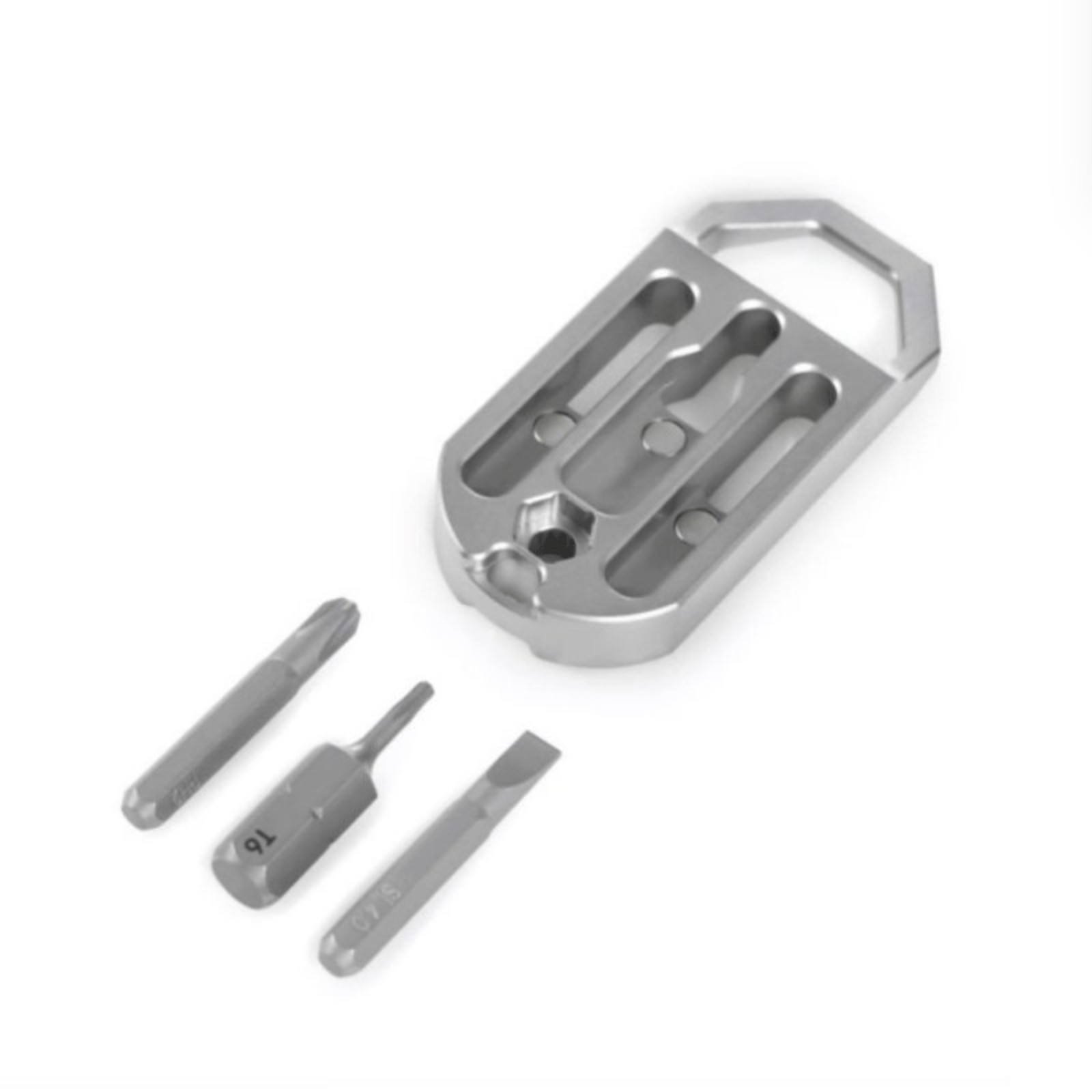 EDC Titanium Multi Tools Bottle Opener Crowbar Pocket with Bit Holder Keychain