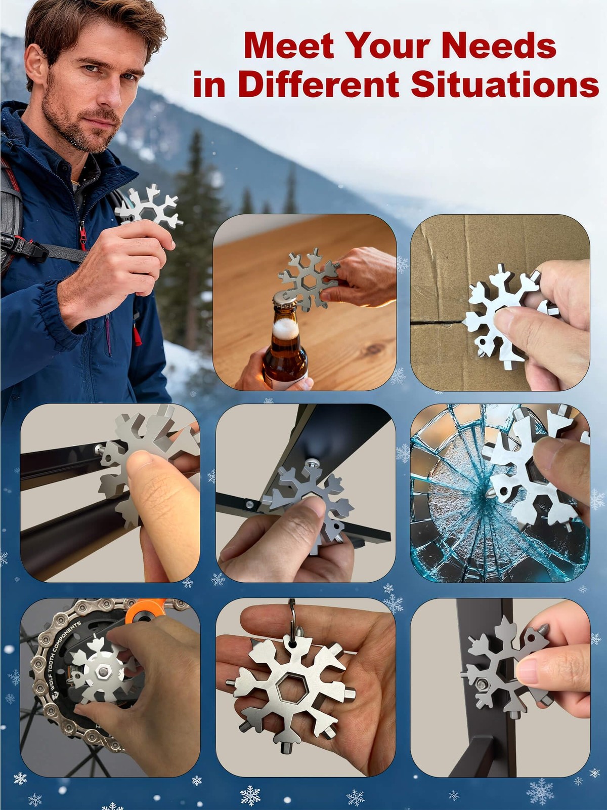 Christmas Gifts for Men 2025 – Stocking Stuffers for Him,18-in-1 Snowflake Mu…