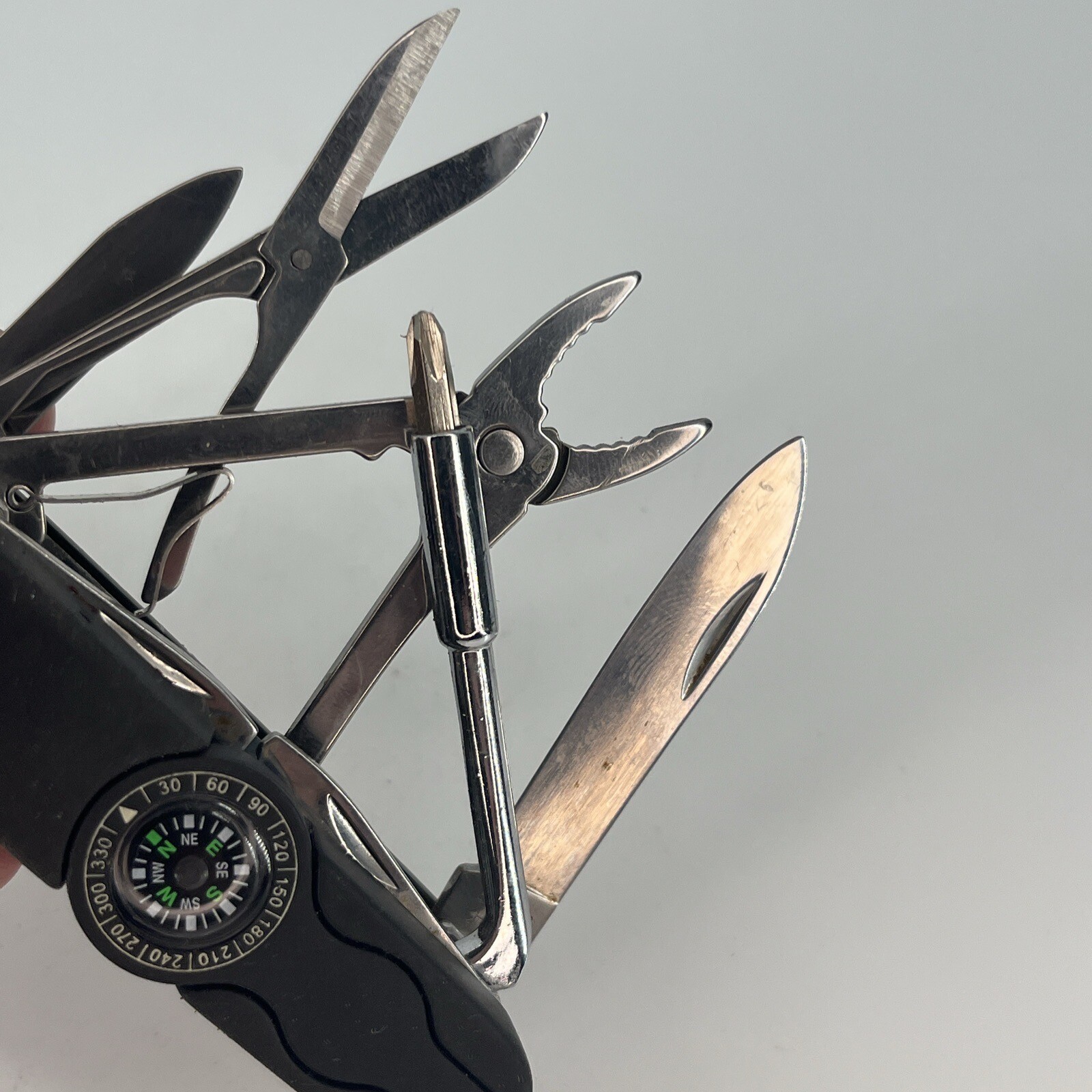 EDDIE BAUER BLACK COMPASS SCREWDRIVER Pocket Knife Multi Tool – Stainless Steel