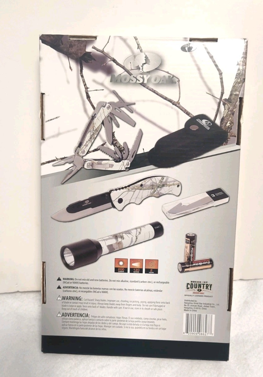 Mossy Oak 3 PK Everyday Carry Gift Set – Flashlight – Multi tool – Blade A11