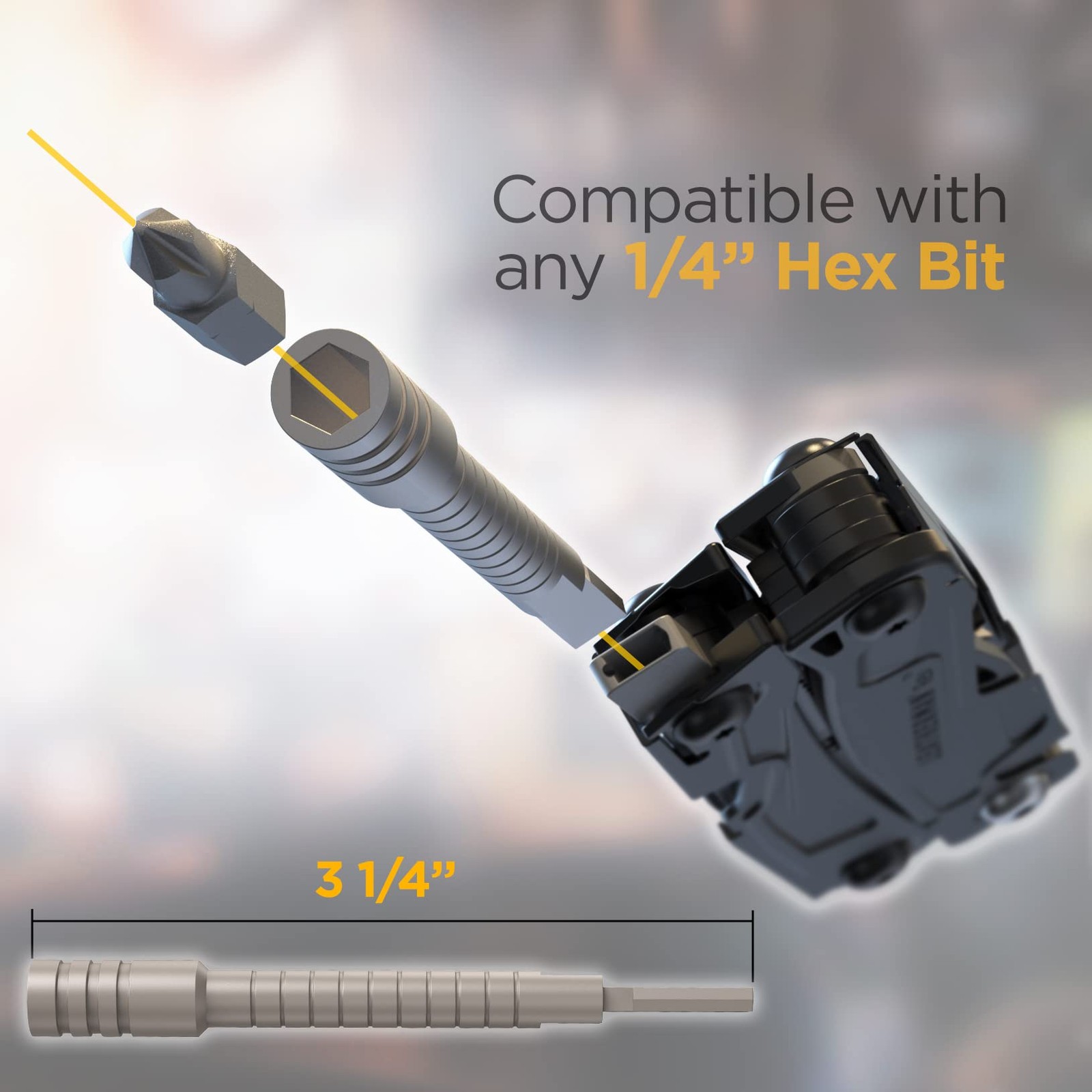 Galvanox Multi-tool Bit Driver Extender – Compatible with pocket size, Silver