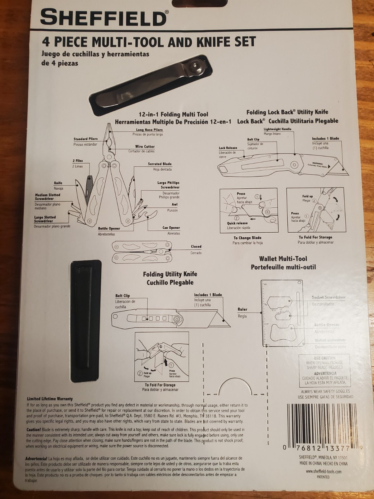 Sheffield 4 Piece Multi-tool And Knife Set Lifetime Warranty – 1280