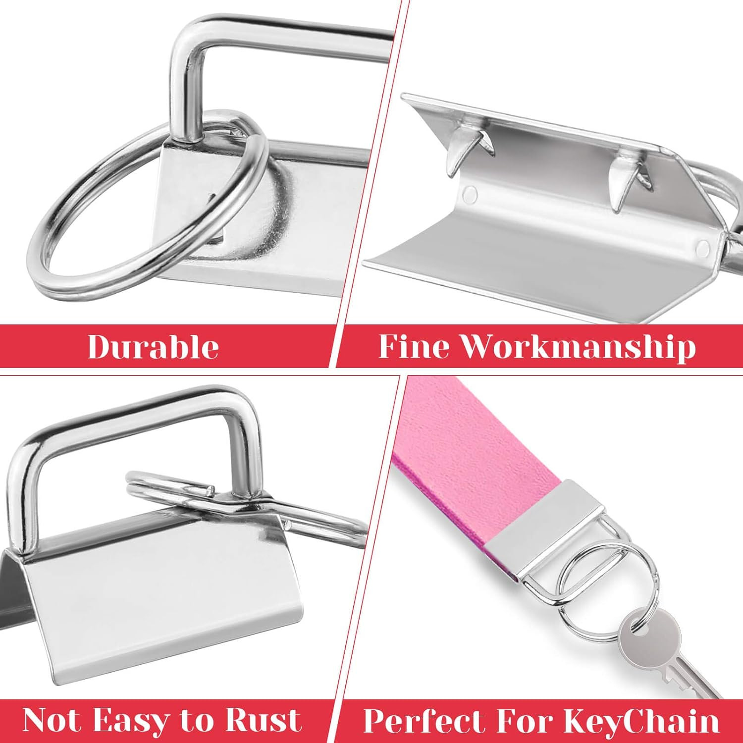 Key Fob Hardware Set, 50PCS Lanyard Key Fob Hardware 1 Inch with Key Fob Pliers
