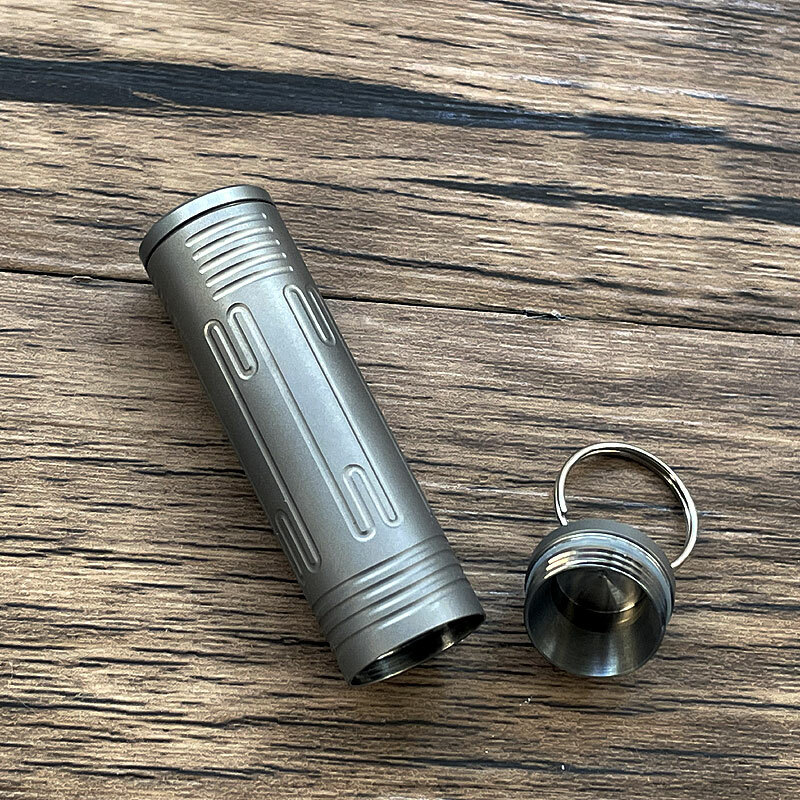 Hot Outdoor EDC TC4 Titanium Keychain Waterproof Box Sealed Medicine Bottle