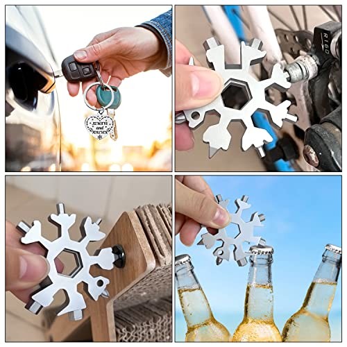 Stocking Stuffers for Men Dad Gifts, 18 in 1 Snowflake Multitool, Silver