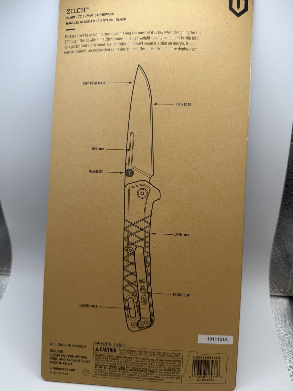 Gerber Zilch Liner Lock Black Folding Knife New 31-004064