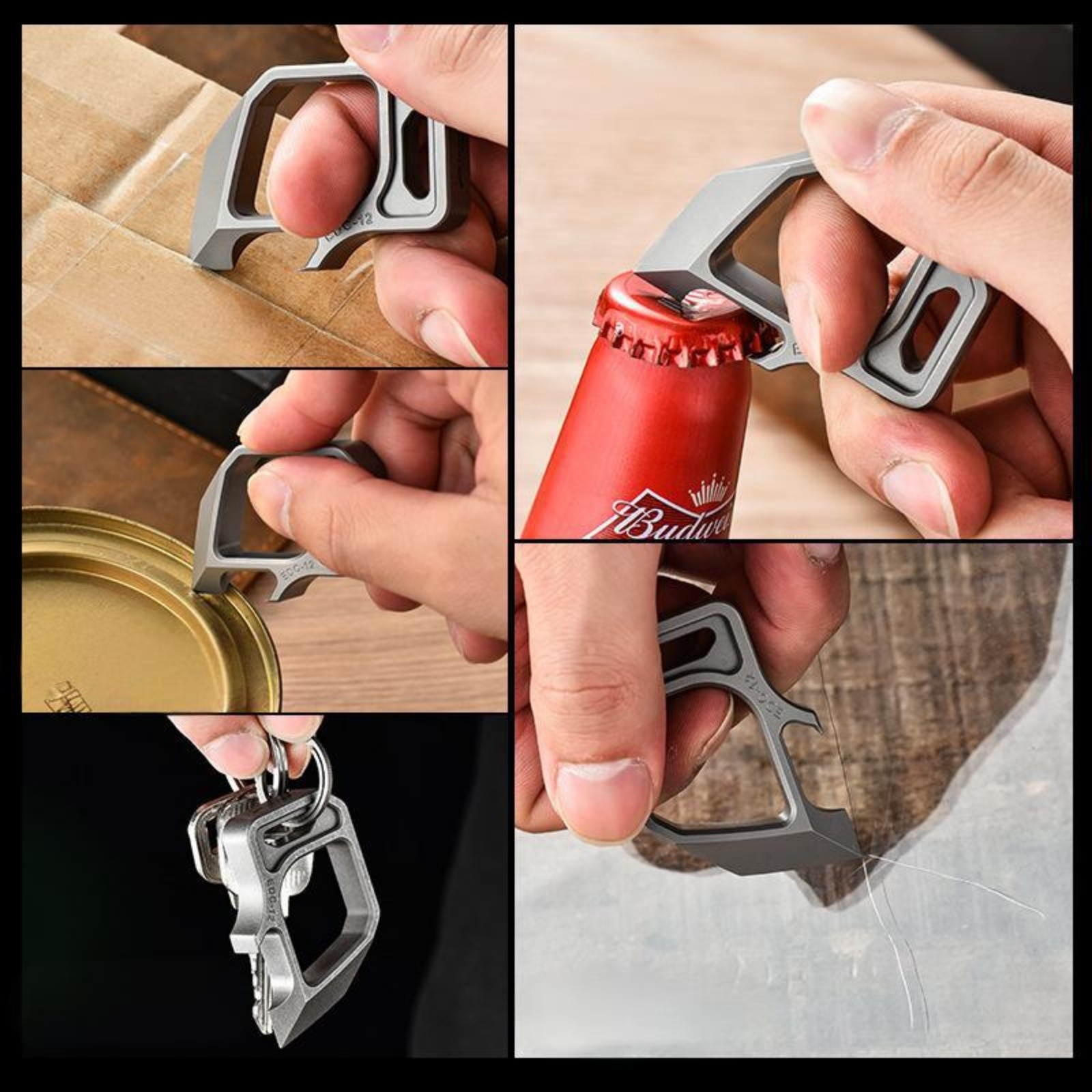 Titanium Alloy EDC Pry Bar Mutli Tool Bottle Opener Keychain Outdoor Gear