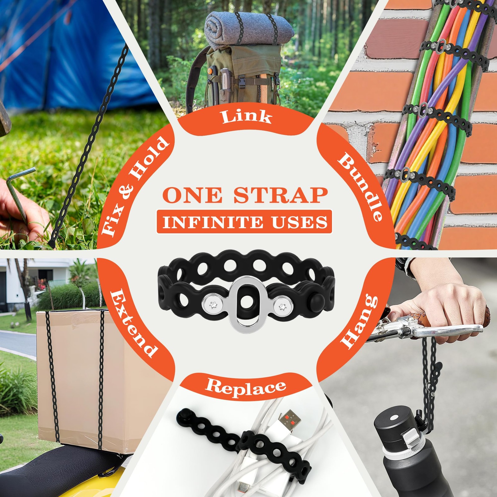 Modular Straps (4-Pack), Flexible Multi-Tool, Gear Strap for Outdoor Adventur…