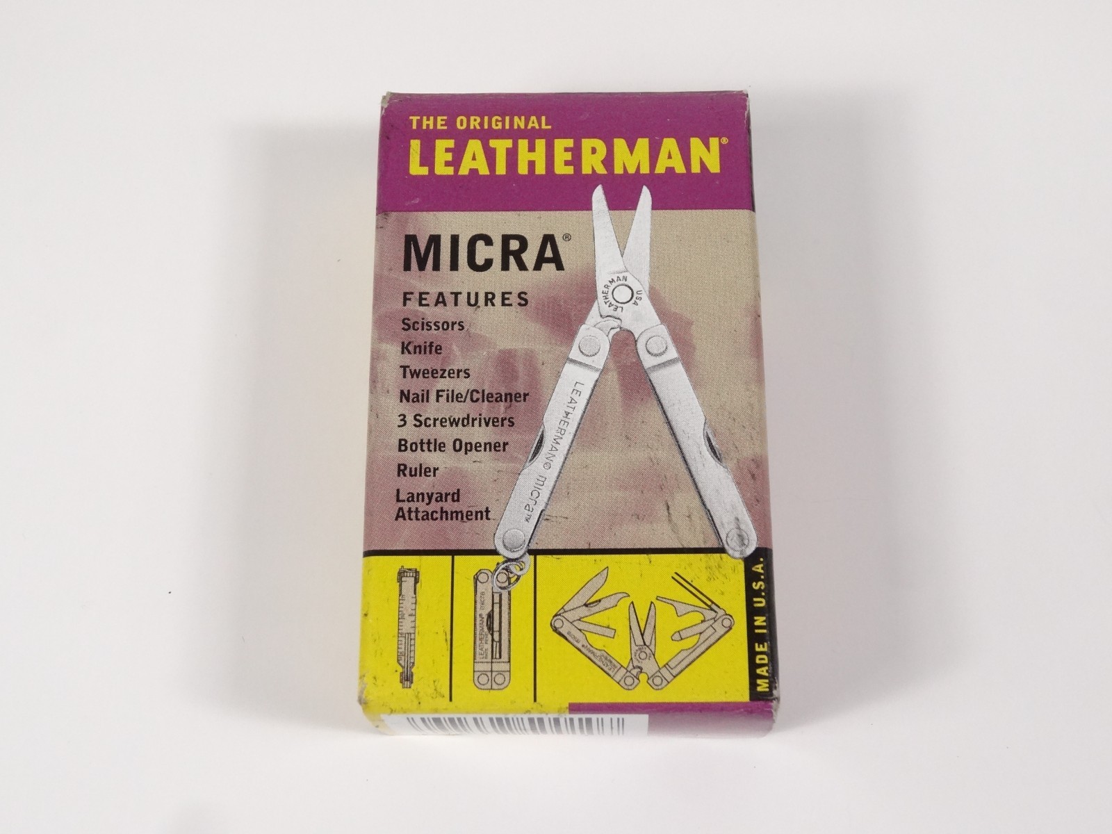 Vintage NOS Leatherman Micra Multi Tool Made In USA Scissors Knife Tweezers File