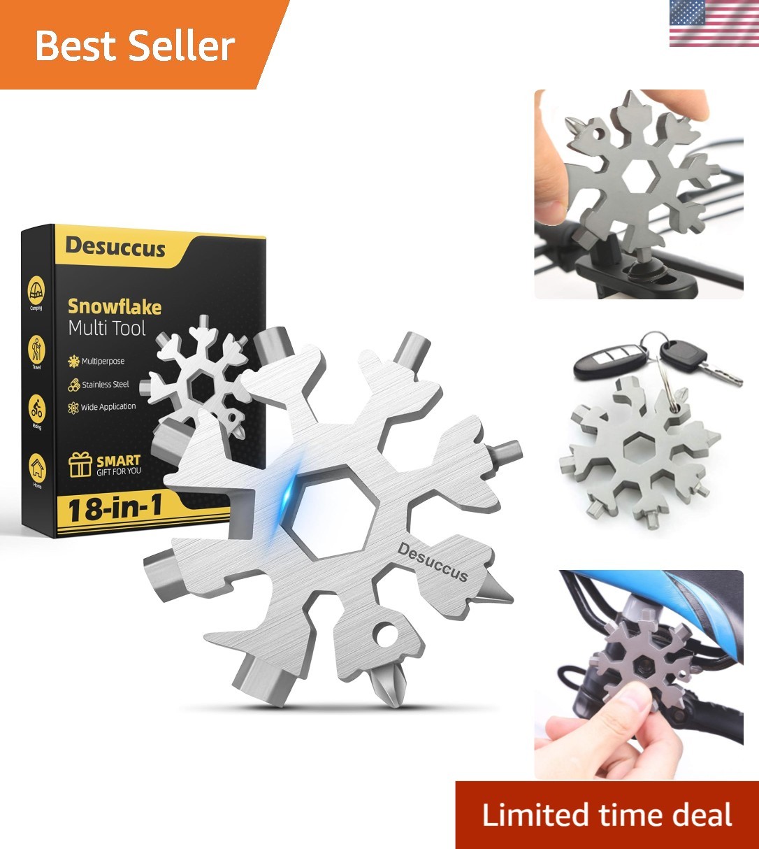 Compact 18-in-1 Snowflake Multi Tool – Perfect Stocking Stuffer for Adventurers