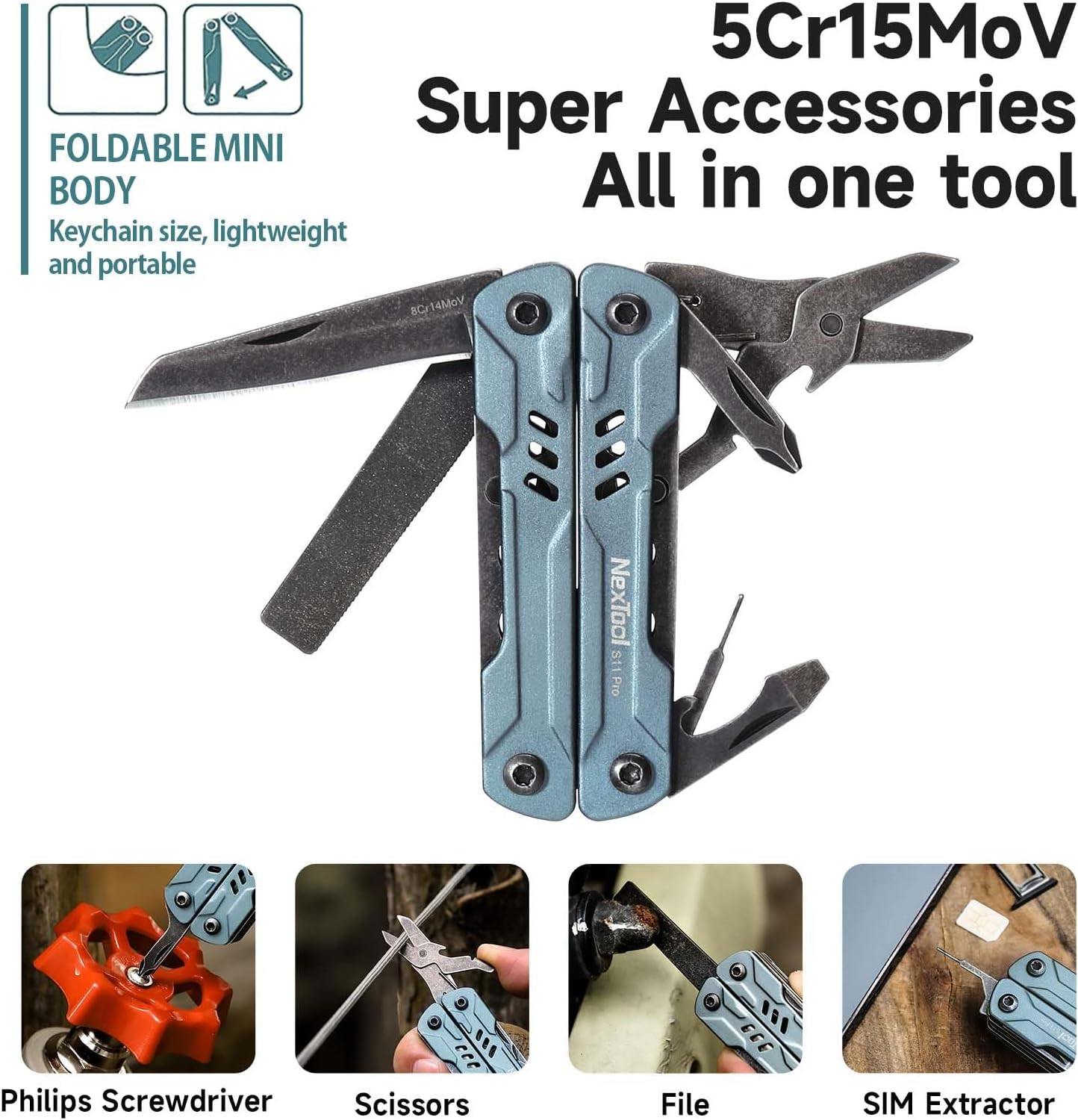 Mini Sailor S11 Pro Keychain Multitool – Compact 12-In-1 EDC Multi Tool with Upg