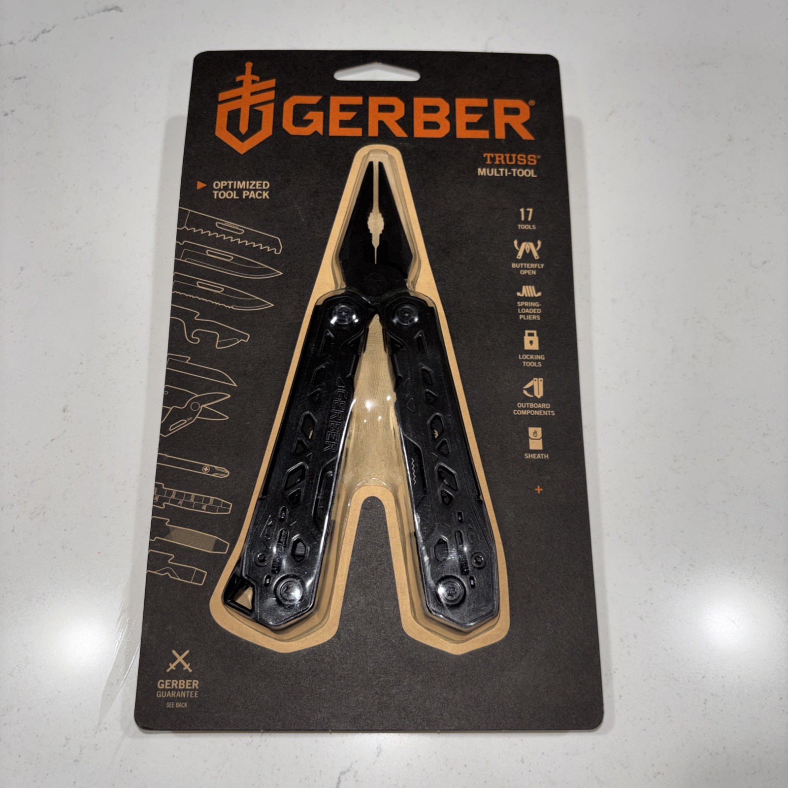 Gerber Truss Needle Nose Pliers Multi-Tool Knife with Sheath 17 Tools New
