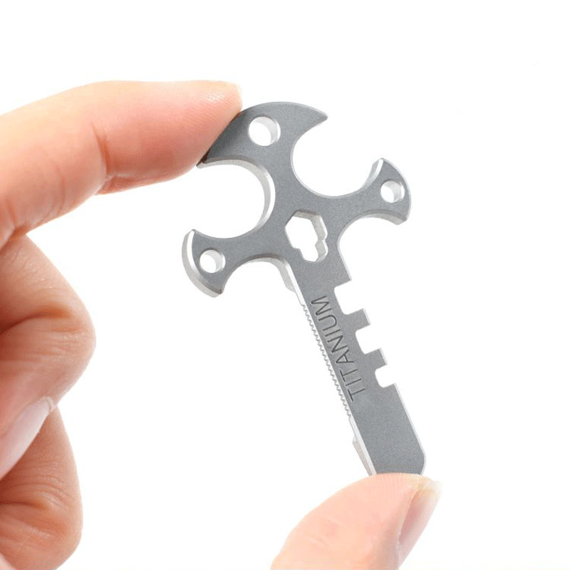 Outdoor Mini Titanium Pendant Necklace Pocket Multi Tools EDC Card Keychain