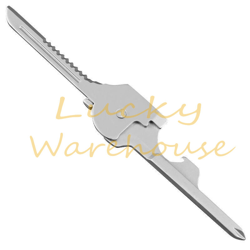 1PCS New 6-in-1 Utili Key Tool Keyring Keychain Multifunction Stainless Steel