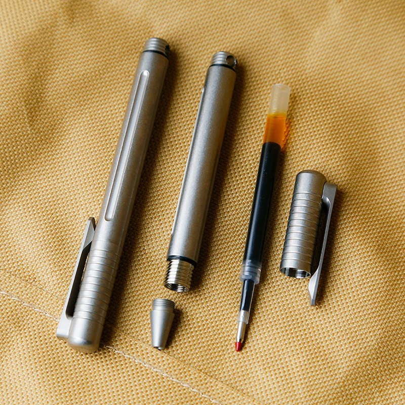 Titanium Alloy Mini Pocket Pen with Clip EDC Compact Metal Gel Signature Pen