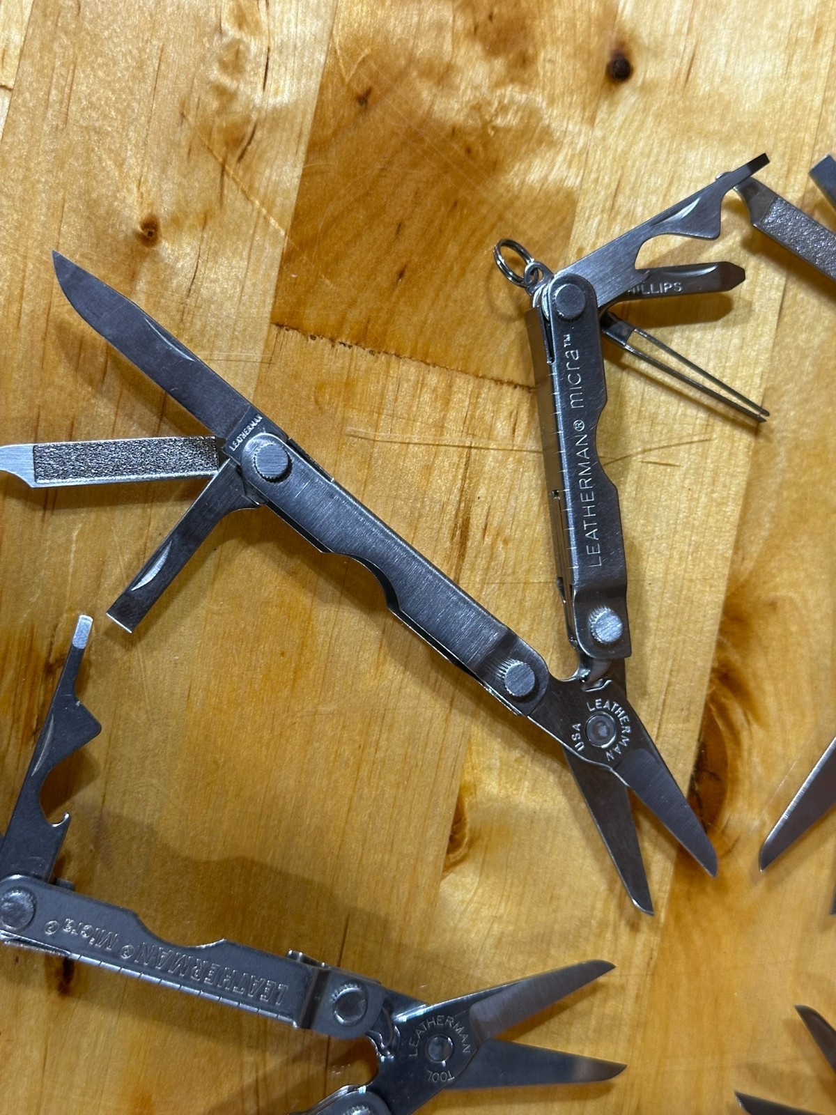 Leatherman Micra Multi-Tool Knife Scissors Key Ring! Silver! LOT OF 5!