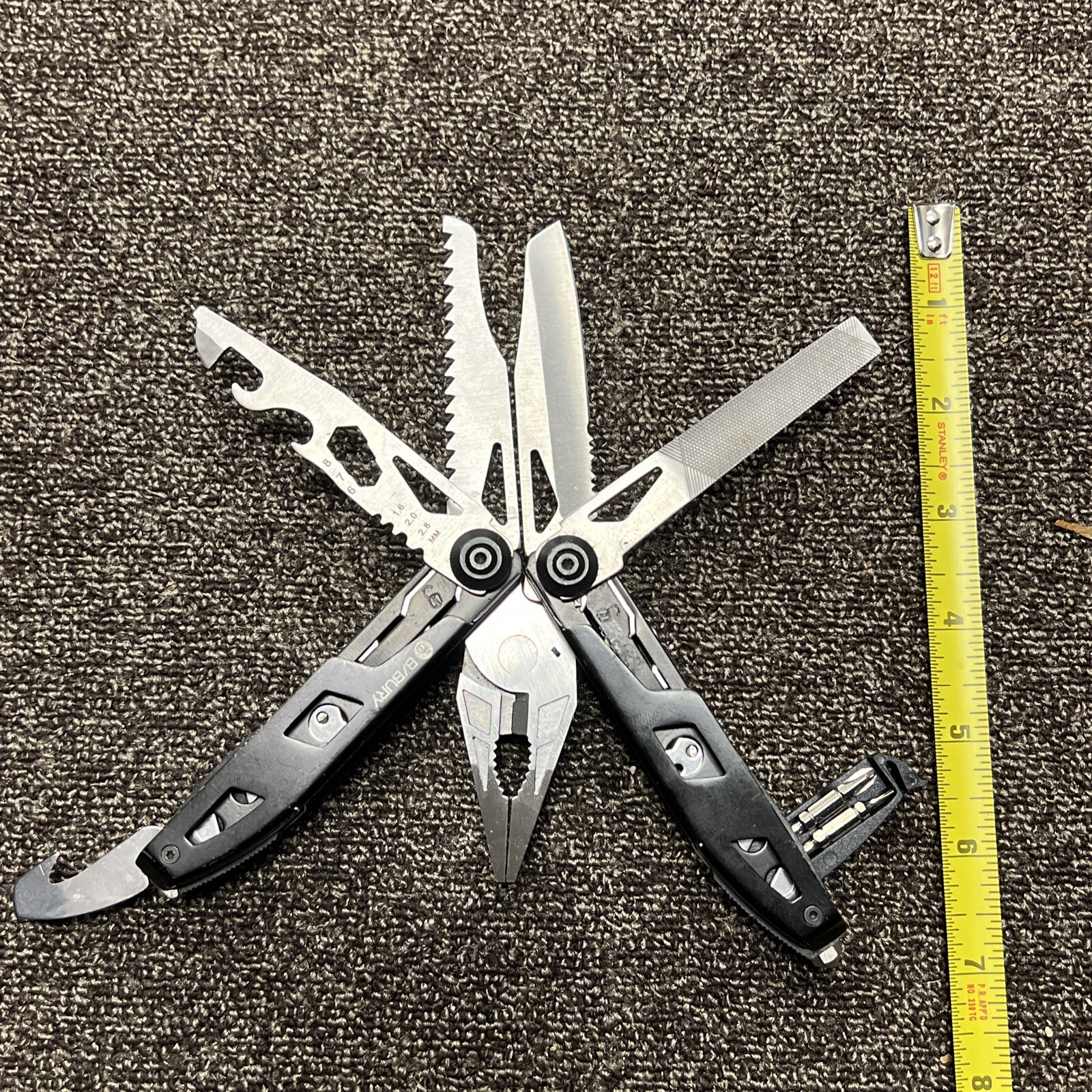 B/Bury Multi-Tool File Pliers Screwdrivers Glass Break