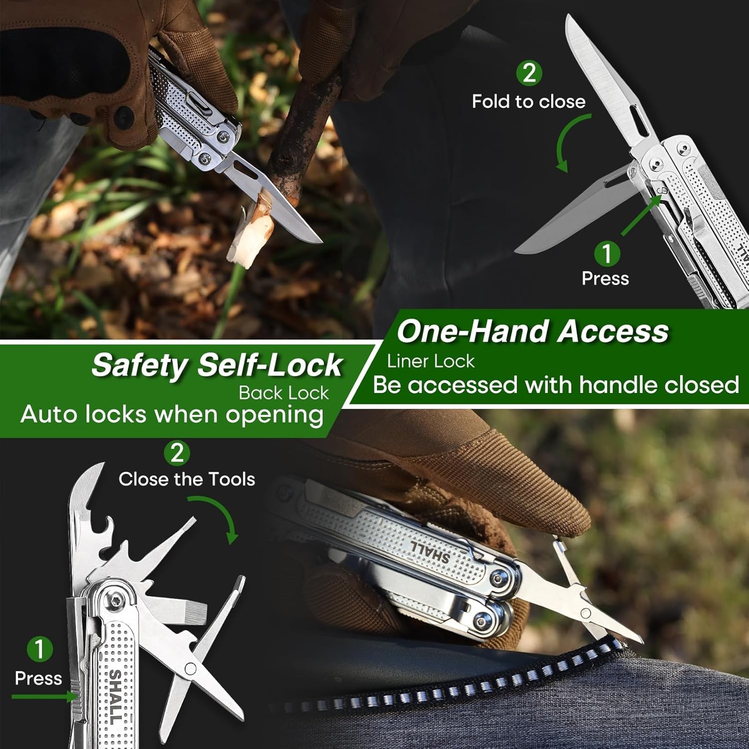 Multi Tool 18-in-1 Stainless Steel Pocket Knife with Screwdriver Bits Universal
