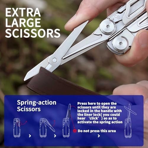 29-in-1 Heavy-Duty Multitool Pliers with Replaceable Wire Cutters & Saw, Camping
