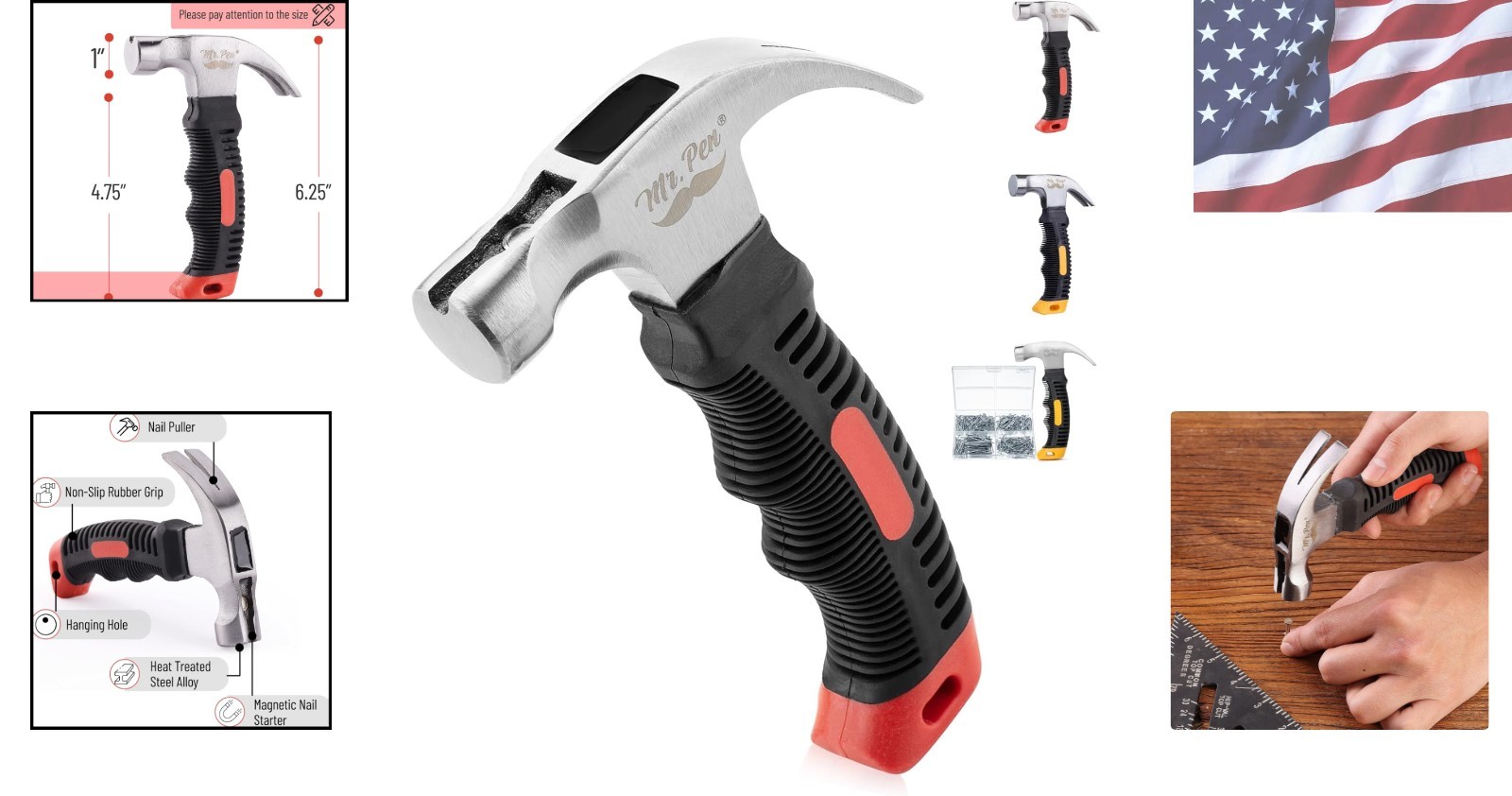 Compact 8oz Stubby Claw Hammer with Non-Slip Grip – Perfect for DIY Projects