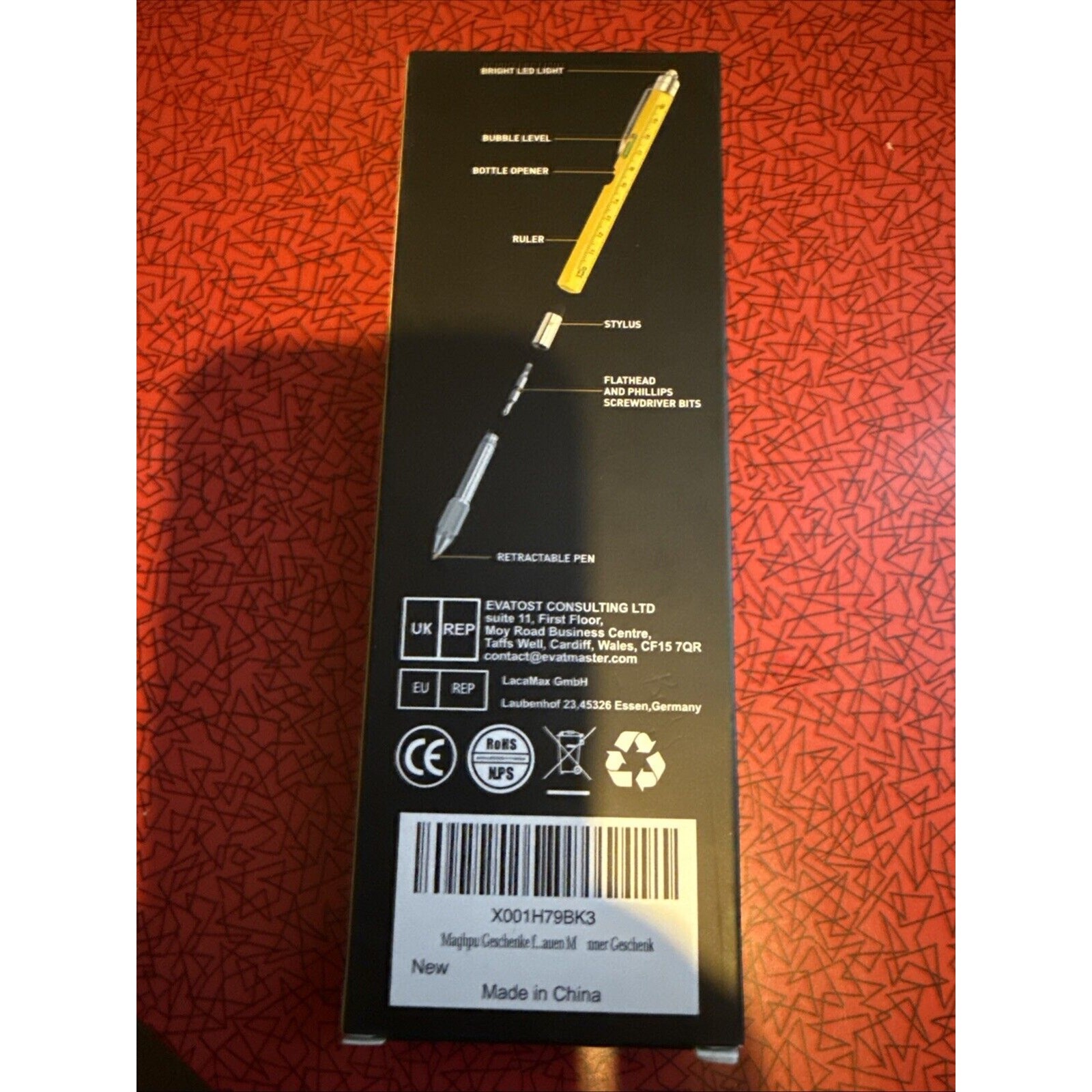 Maqhpu Multi Tool 9 In 1 Pen Set /Batteries Stylus Screwdriver Light Level Ruler