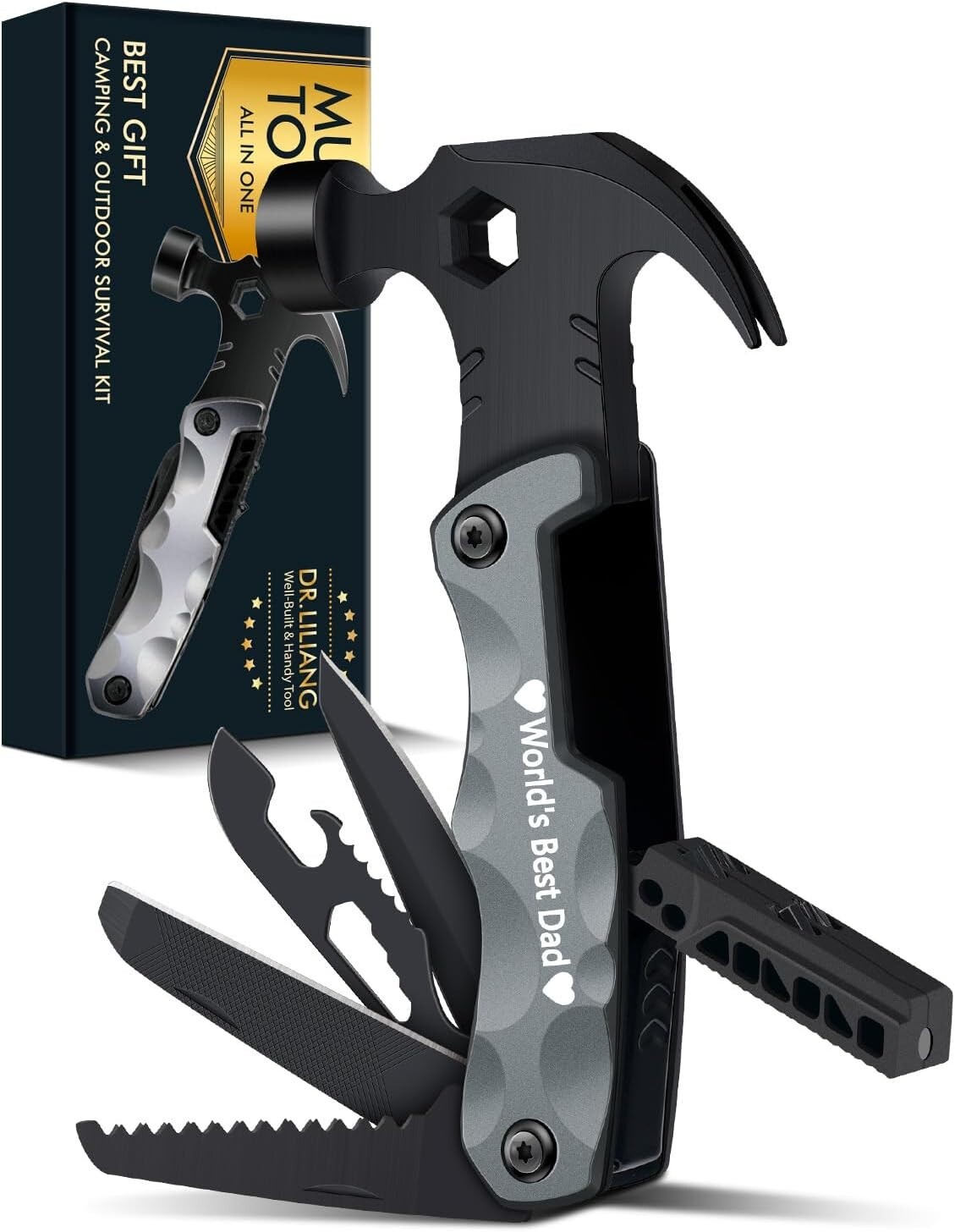 Compact 13-in-1 Stainless Steel Hammer Tool – Essential for Camping and Repairs