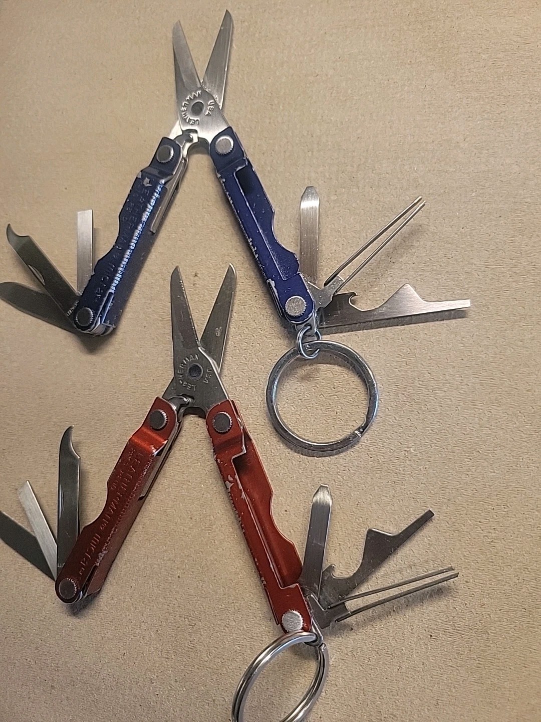 2 Leatherman Micra Multi Tool Blue Red Good Condition All Working Tools Lot C
