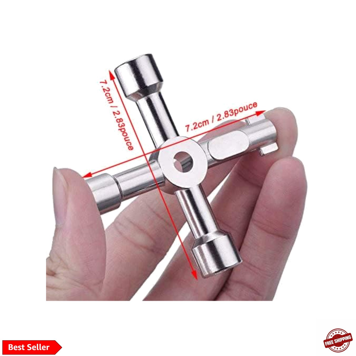 4 Way Sillcock Water Key, 15/64″, 5/16″, 15/32″, 35/64″ Multifunction Utility…