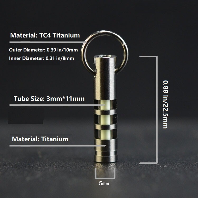Glow in the Dark Titanium Keychian Necklace Pendant EDC Charm 25 Years Life Gift