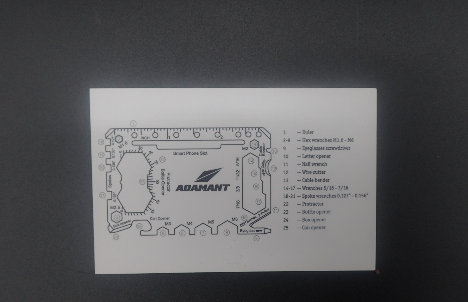 Adamant 25-in-1 SteelLite Compact Multi-Tool Card Wallet-Sized Survival Tool Sta
