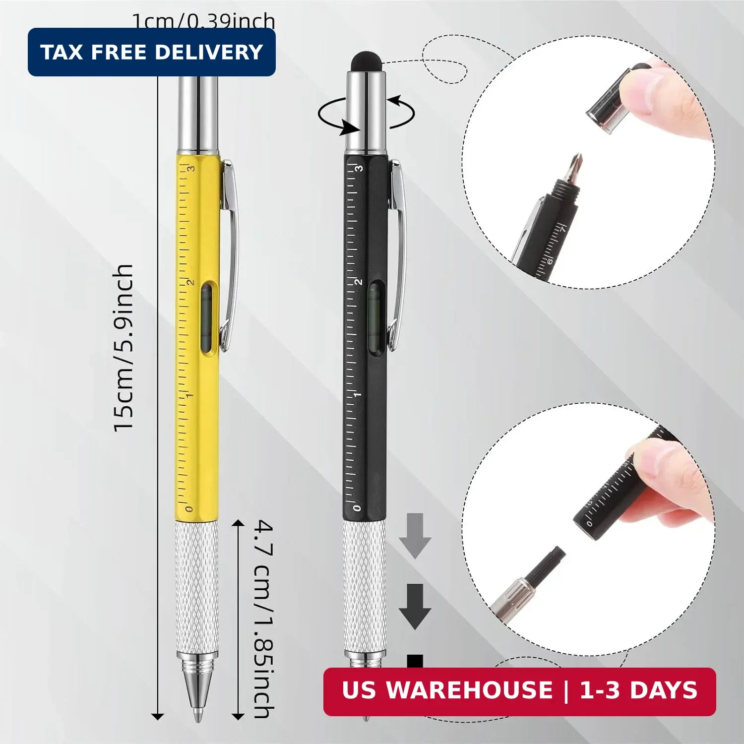 Yeaqee 40 Pcs Fathers Day Bulk Men Gifts 6 in 1 Screwdriver Multi Tool Pens with