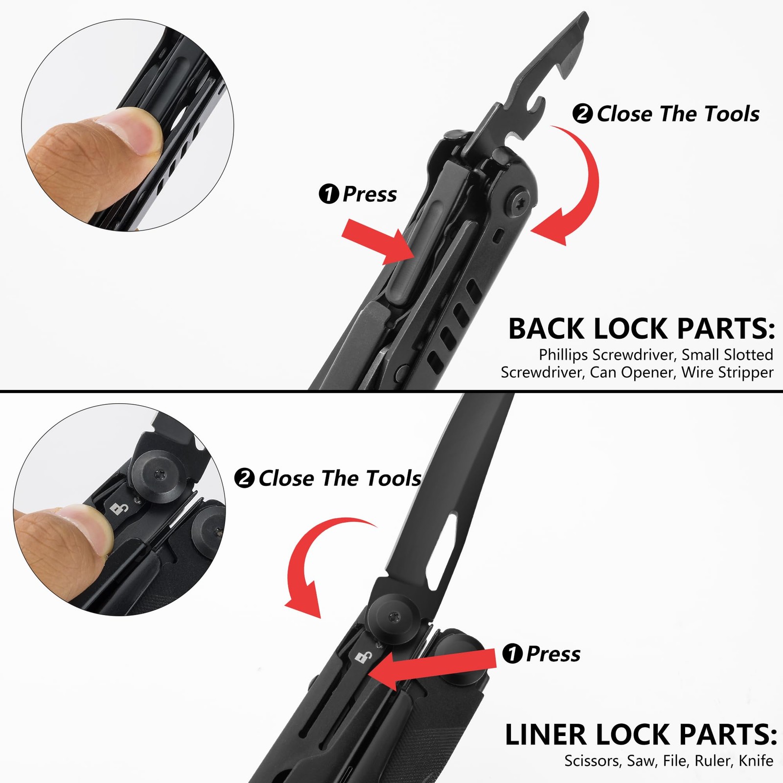 15-in-1 Multi-tool Pliers with Sheath, Portable Pocket Knife with Safety Lock…