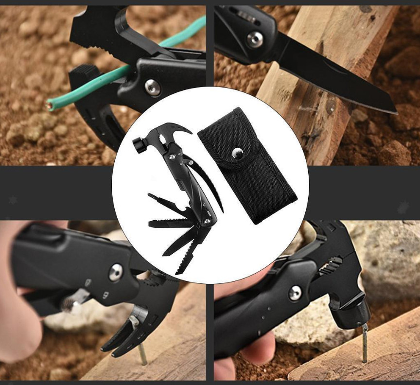 Hammer Multitool 12 in 1 with Claw Stainless Steel Outdoor Tool Gift