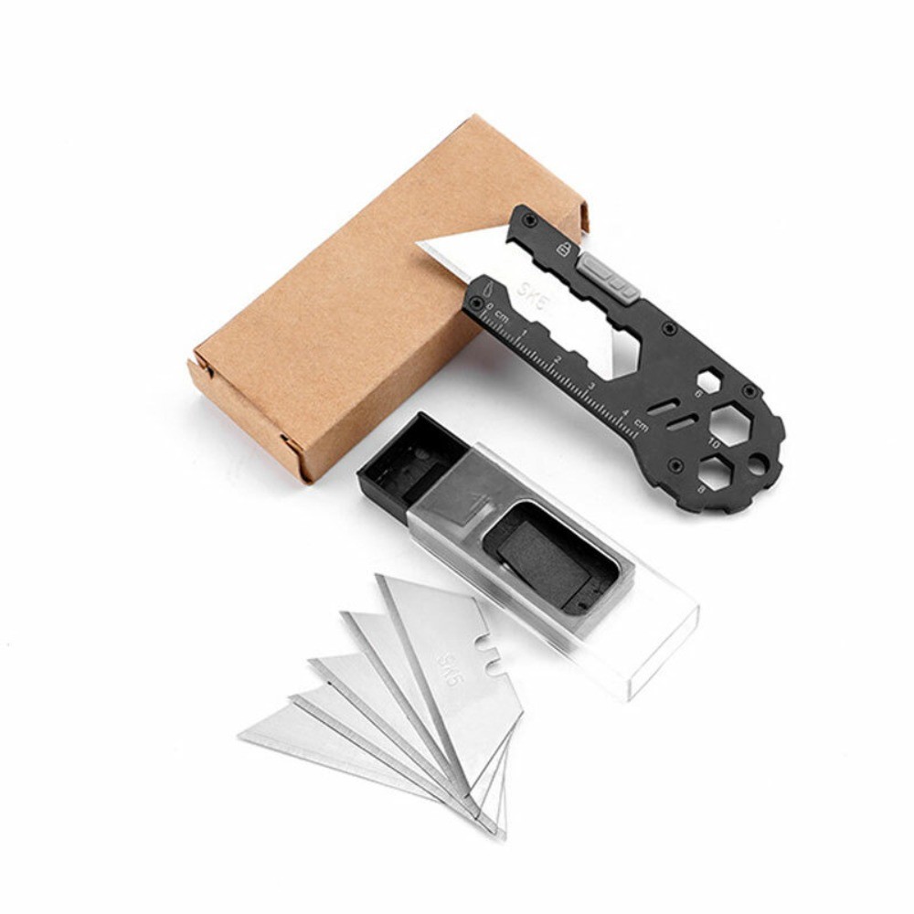 Outdoor Keychain Multi EDC Tools Utility Knife Wrench Opener Ruler SK5 Blades