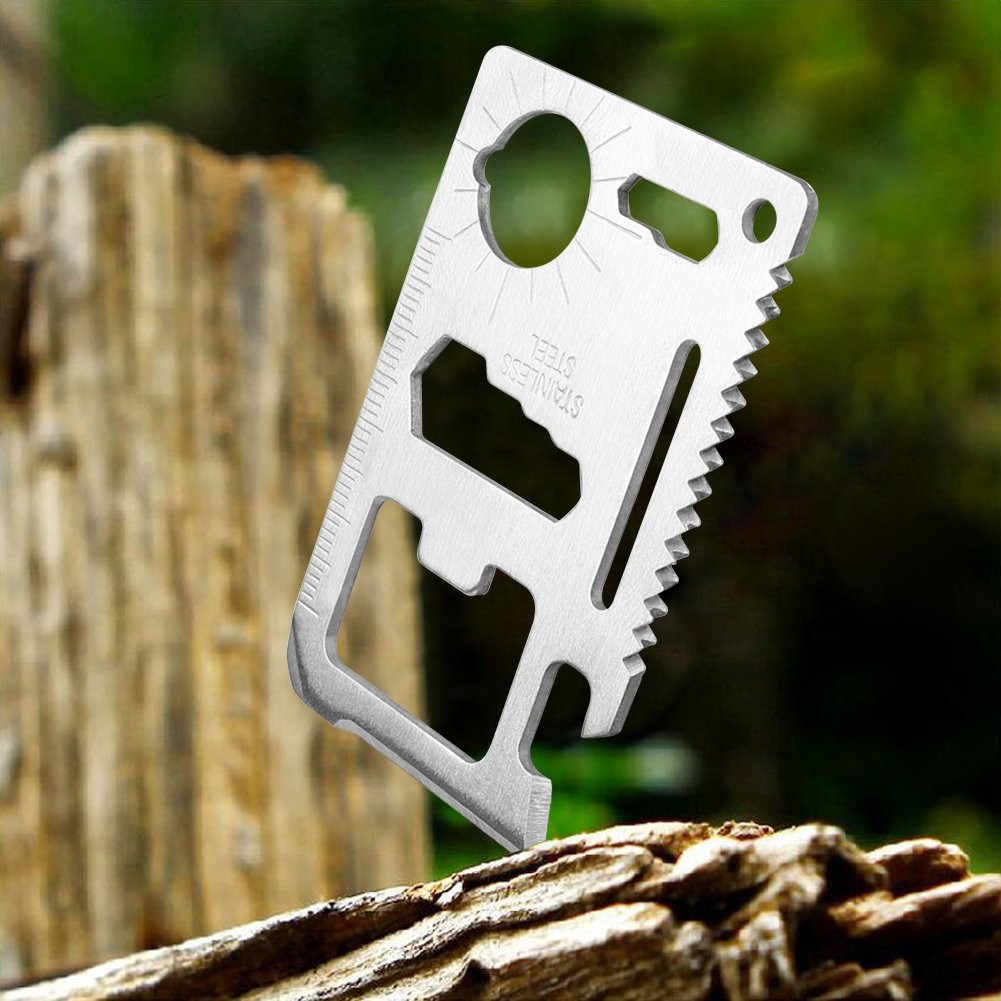 Credit Card 11-in-1 Survival Pocket Tool, Thickened Stainless Beer Opener ste…