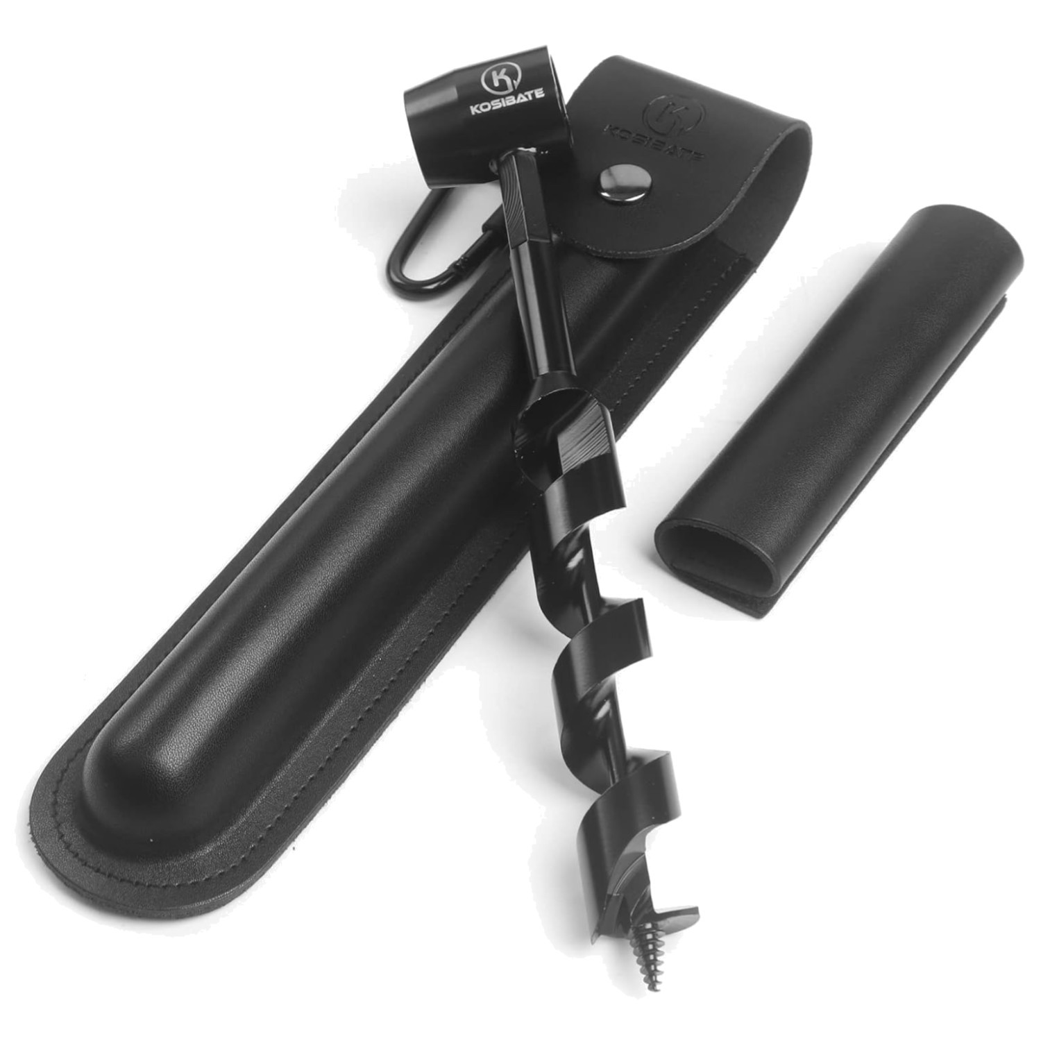 High Carbon Steel Hand Auger Wrench with Leather Sheath – Perfect for Bushcraft