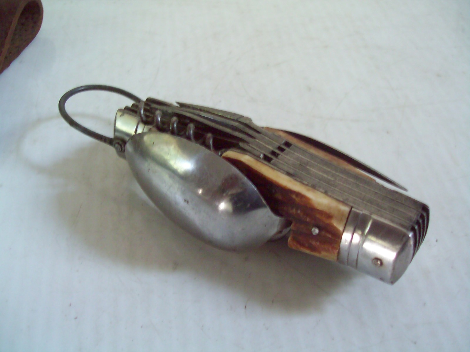 Vintage Camping Multi Task Pocket Knife Tool w/ Belt Holder Made in Japan