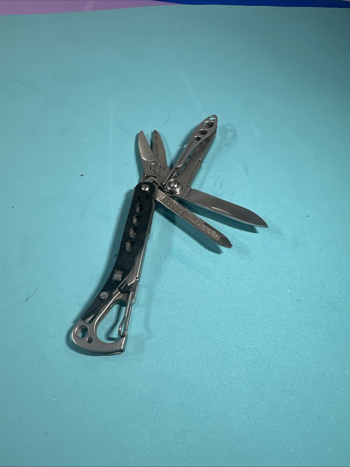LEATHERMAN STYLE CS Black 6 Multitool Carabiner Knife File USA Retired NICE COND