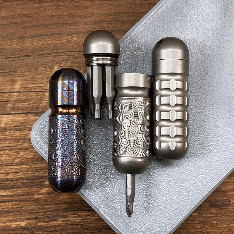Titanium Pocket Mini Waterproof Holder with Bits Portable EDC OutdoorTools Gift