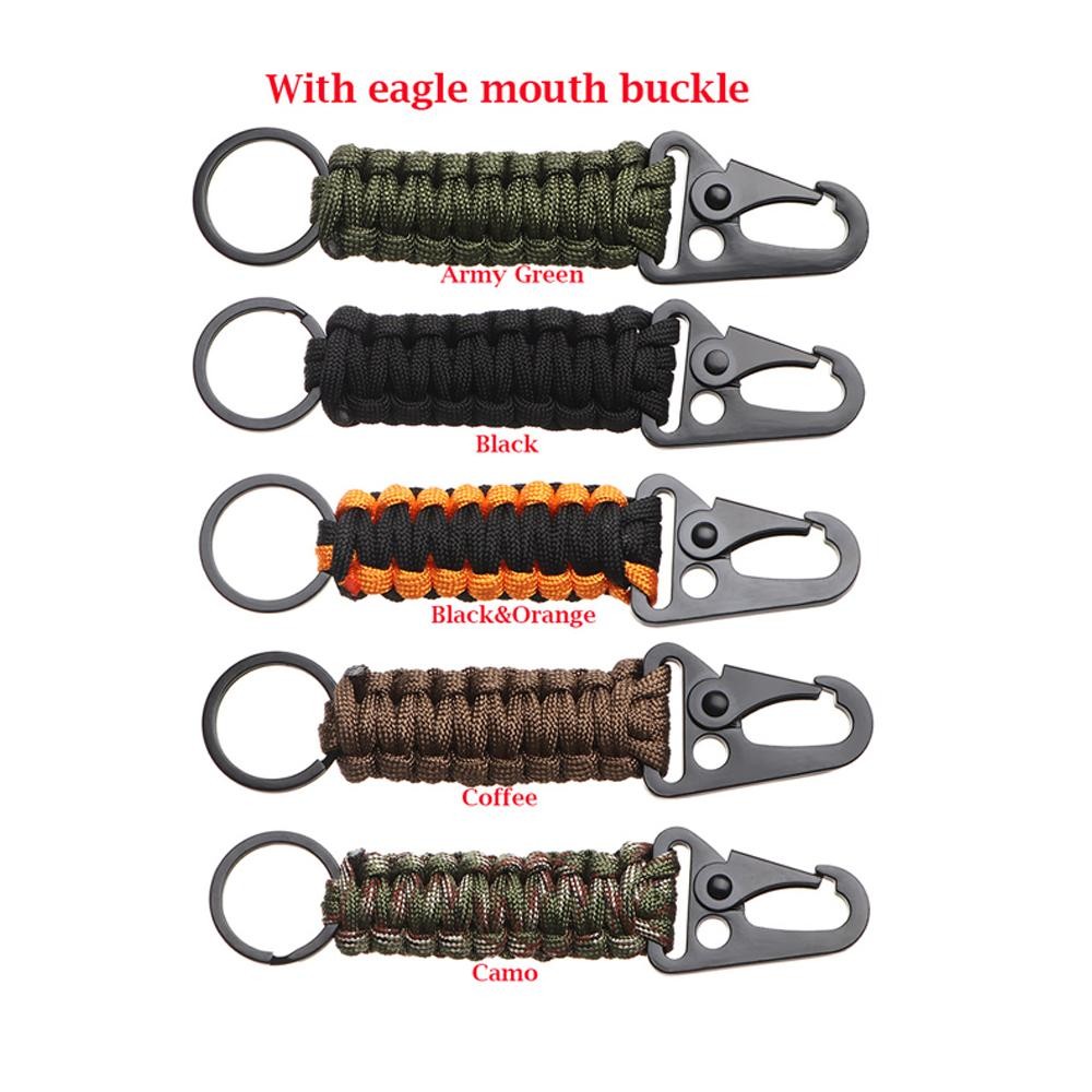 Outdoor Paracord Keychain Carabiner Survival Clip Camping Bottle Opener Tool