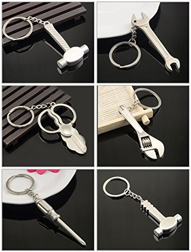 16-Piece Pretend Play Set Mini Construction Multi Tools Metal Keychains, Asso…