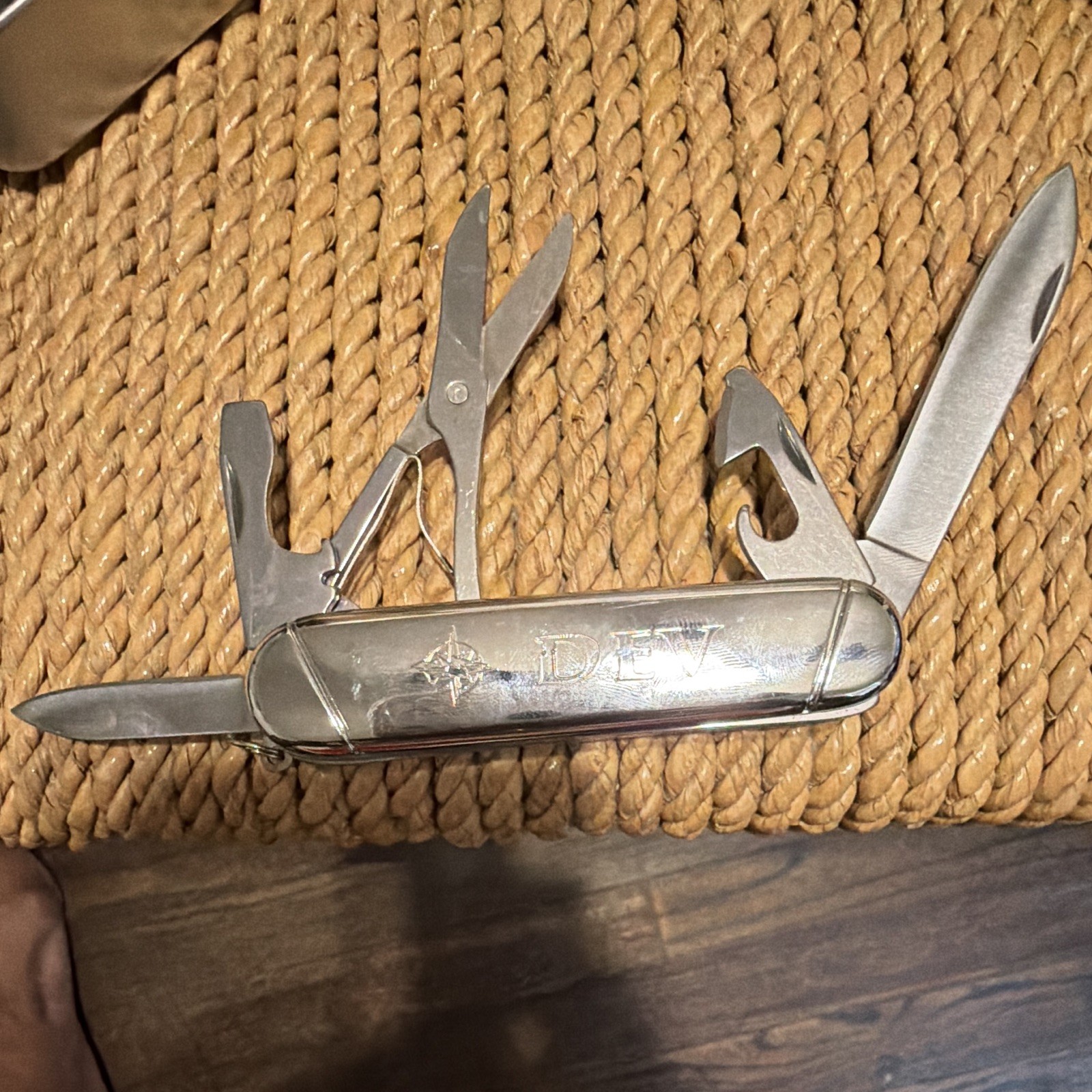 Stainless Steel Multi-Tool Folding Pocket Knife w/ Scissors Lanyard Tin Case