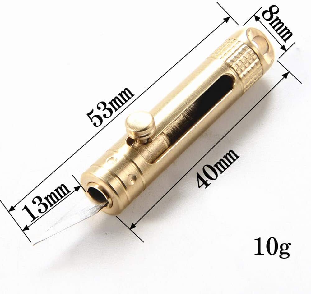 EDC Mini Portable Paper Knife Folding Pocket Keychain Brass Pendant Cutter Blade