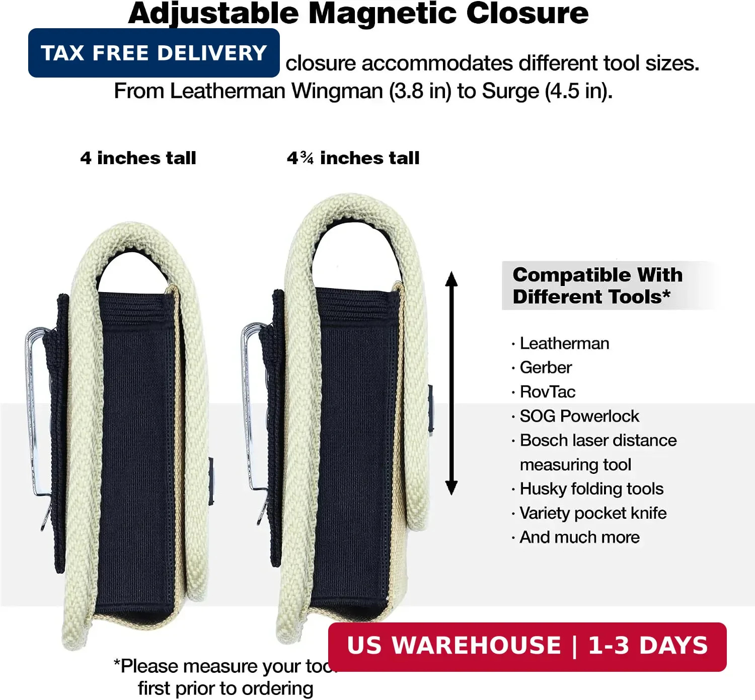 Perilogics Magnetic Tool Sheath for Leatherman – Nylon Belt Pouch Fits Wave Plus