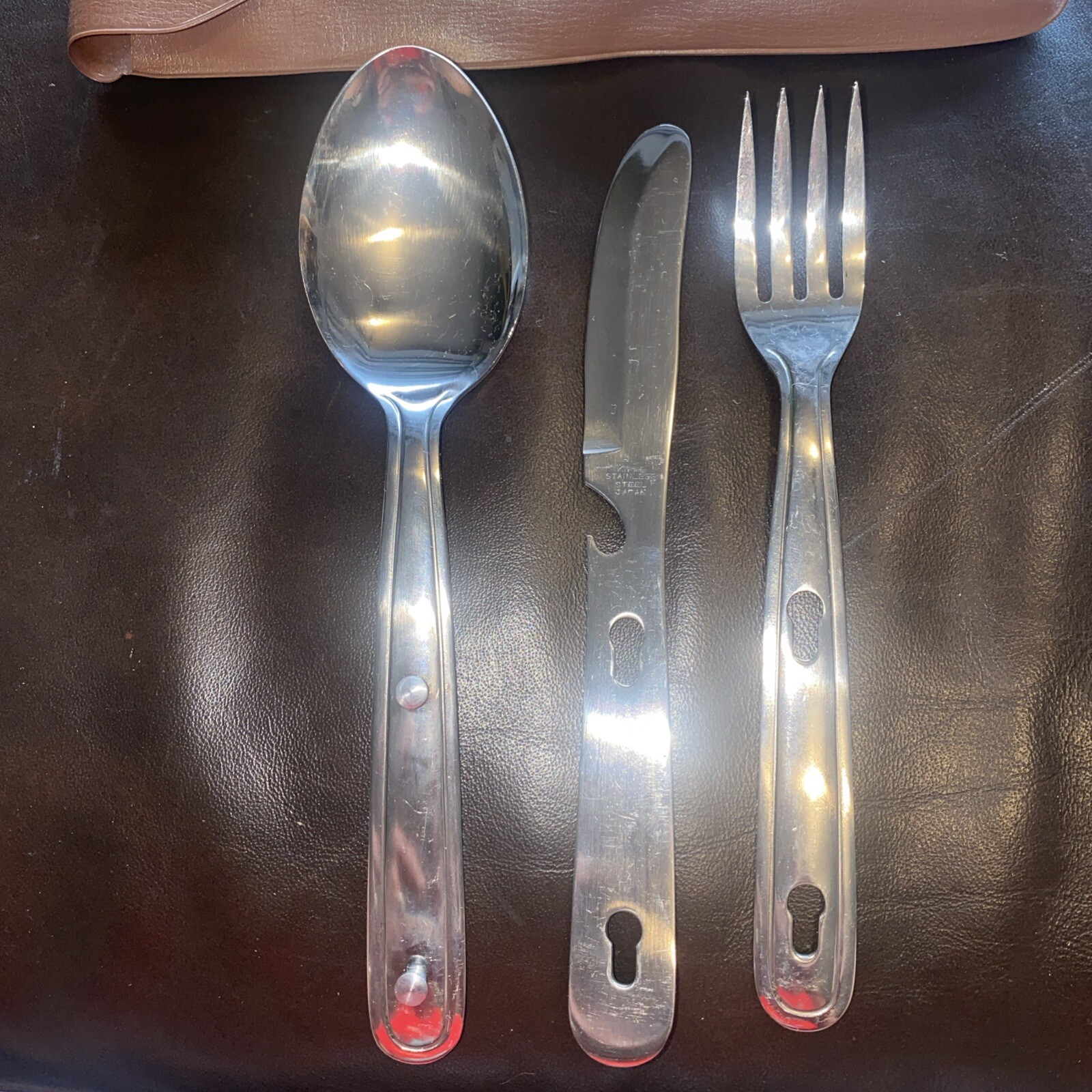 Camping Travel Cutlery 3 Piece Set Silverware Bottle Opener SS