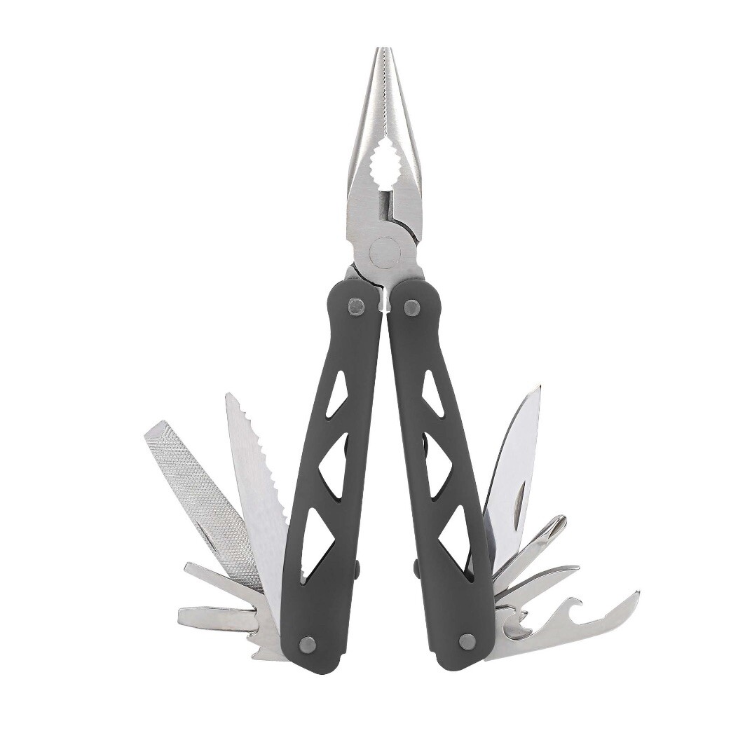 Ozark Trail 12-In-1 Multitool W/Sheath Pliers Knife Saw #7601 Black/Stainless