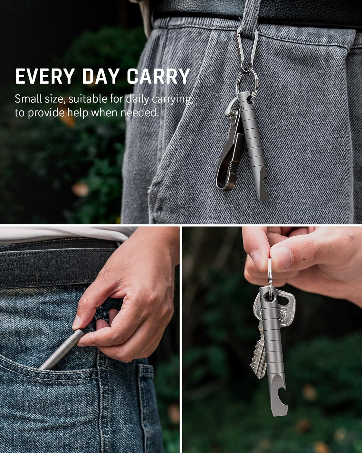 Keychain Pry Bar, Titanium Mini EDC Prybar Multitool with Bottle Opener, Pocket